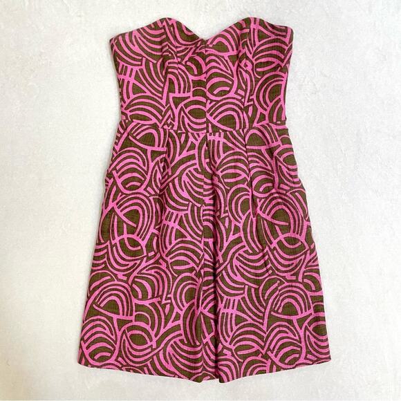 Milly of New York Strapless Pink and Brown Dress Size 4 - Picture 1 of 5